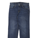 CALVIN KLEIN JEANS Womens Slim Blue Denim Raw Zip W30 L28 Straight Leg Jeans