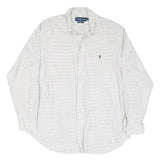 RALPH LAUREN Mens White & Navy Classic Fit Shirt XL Cotton Blend Checked Long