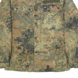 Mens Green Camouflage Button Cotton Blend Military Inspired Jacket S Outdoor