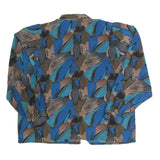 CHRIS JB Womens Blue & Brown Printed Long Sleeve Collared Shirt 2XL Polyester