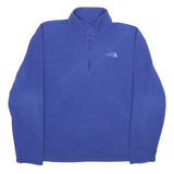 THE NORTH FACE Mens Blue Plain Pullover Jumper Crew Neck Basic Knit L Fleece