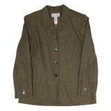 LIZ CLAIBORNE Womens Brown Houndstooth Button Jacket UK 12 Polyester Blend