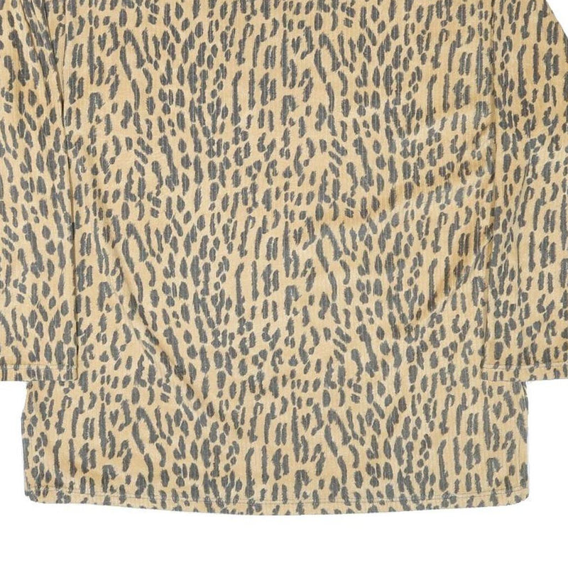 Womens Beige Animal Print High Neck Sweatshirt M Polyester Blend Casual Wear