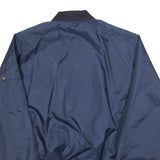 Mens Navy Blue Polyester Plain Bomber Jacket L Zip Pocket Casual Retro