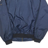 Mens Navy Blue Polyester Plain Bomber Jacket L Zip Pocket Casual Retro