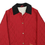 BARBOUR Womens Red Quilted Jacket M Polyester Blend Button Closure Classic