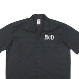 DICKIES Mens Black Work Shirt XL Cotton Blend Button Up with Motivational Print