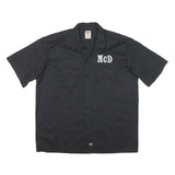 DICKIES Mens Black Work Shirt XL Cotton Blend Button Up with Motivational Print