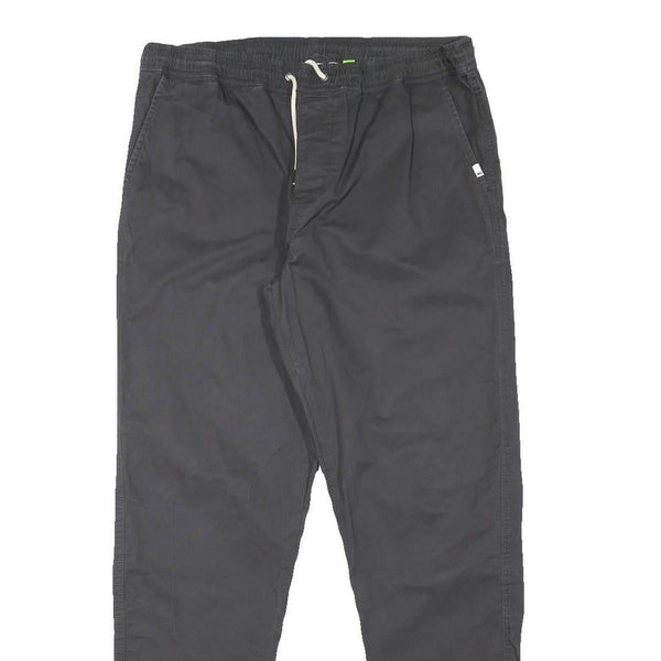 QUIKSILVER Mens Cotton Blend Black Slim Drawstring Trousers W32 L30 Casual Pants
