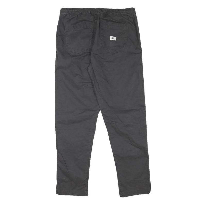 QUIKSILVER Mens Cotton Blend Black Slim Drawstring Trousers W32 L30 Casual Pants