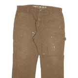 DICKIES Mens Regular Fit Brown Denim Cotton Blend W38 L29 Workwear Trousers