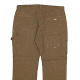 DICKIES Mens Regular Fit Brown Denim Cotton Blend W38 L29 Workwear Trousers