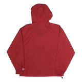 CHAMPION Mens Red Hooded Zip Jacket S Polyester Plain Lightweight Sportswear