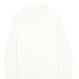 MODA INTERNATIONAL Womens White Plain Cotton Jumper Crew Neck Rib Knit S