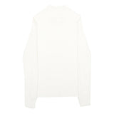 MODA INTERNATIONAL Womens White Plain Cotton Jumper Crew Neck Rib Knit S