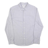 WRANGLER Mens Blue & White Striped Cotton Blend Shirt L Button Down Collar Long