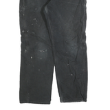CARHARTT Mens Relaxed Black Cotton Blend Trousers W32 L30 Workwear Zip Closure