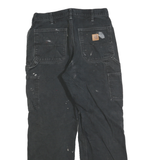 CARHARTT Mens Relaxed Black Cotton Blend Trousers W32 L30 Workwear Zip Closure