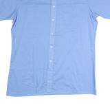 TORRERO Mens Blue Cotton Shirt M Button Front Casual Short Sleeve Lightweight