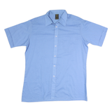 TORRERO Mens Blue Cotton Shirt M Button Front Casual Short Sleeve Lightweight