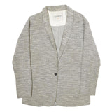 PULL & BEAR Womens Grey Button Jacket S Woven Classic Relaxed Fit Smart Casual