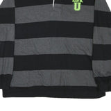 CHARLES RIVER Mens Black & Grey Striped Long Sleeve Polo Shirt XL Life U