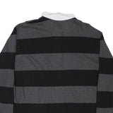 CHARLES RIVER Mens Black & Grey Striped Long Sleeve Polo Shirt XL Life U