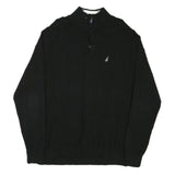 NAUTICA Mens Black Patterned Pullover Crew Neck Basic Knit XL Cotton Blend