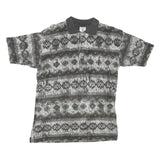 NEW TAST Mens Grey Black Patterned Short Sleeve Polo Shirt S Cotton Blend Casual