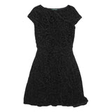 LAUREN RALPH LAUREN Womens Black Polyester Blend Fit & Flare Velvet Floral Knee