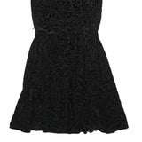 LAUREN RALPH LAUREN Womens Black Polyester Blend Fit & Flare Velvet Floral Knee