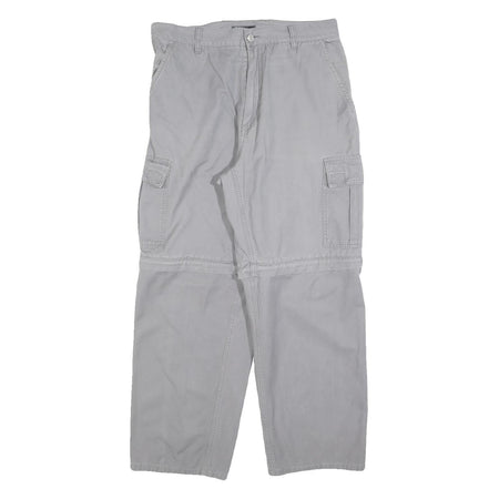 LETS GO Mens Cotton Blend Grey Relaxed Straight Leg Trousers W32 L27 Cargo