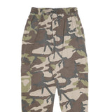PULL & BEAR Womens Cotton Blend Camo Regular Cargo Trousers W26 L28 Elastic Hem