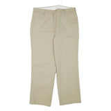 DICKIES Mens Cotton Blend Beige Regular Straight Trousers W34 L27 Workwear