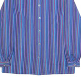 Womens Blue & Purple Striped Cotton Blend Shirt M Long Sleeve Button Up Relaxed