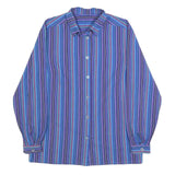Womens Blue & Purple Striped Cotton Blend Shirt M Long Sleeve Button Up Relaxed