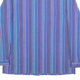 Womens Blue & Purple Striped Cotton Blend Shirt M Long Sleeve Button Up Relaxed