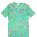 MODELE ALGO Womens Green Floral Button Midi Dress Cotton Blend Short Sleeve M