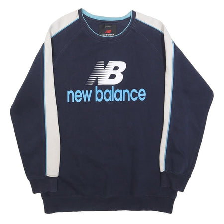 NEW BALANCE Mens Navy Blue & Cream Crew Neck XL Sweatshirt Cotton Blend Casual