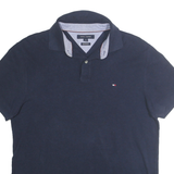 TOMMY HILFIGER Mens Blue Polo Shirt L Cotton Short Sleeve Plain Classic Fit