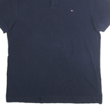 TOMMY HILFIGER Mens Blue Polo Shirt L Cotton Short Sleeve Plain Classic Fit