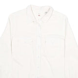 LEVI'S Womens White & Cream Cotton Blend Shirt L Casual Classic Button Up