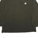 CARHARTT Mens Black & Yellow Long Sleeve Crew Neck T-Shirt 2XL Cotton Workwear