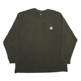 CARHARTT Mens Black & Yellow Long Sleeve Crew Neck T-Shirt 2XL Cotton Workwear