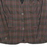 PARISCOPE Womens Brown Check Button Jacket M Polyester Blend Classic Fit Elegant