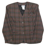 PARISCOPE Womens Brown Check Button Jacket M Polyester Blend Classic Fit Elegant