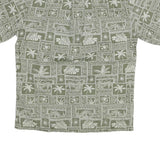 PALM WAVE Mens Green & Cream Hawaiian Shirt M Cotton Blend Tropical Print