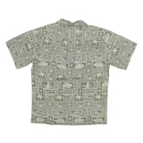 PALM WAVE Mens Green & Cream Hawaiian Shirt M Cotton Blend Tropical Print