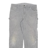 DICKIES Mens Jeans Grey Regular Straight Denim W34 L29 Workwear Paint Splatter