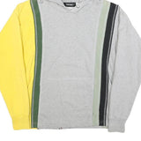 DIESEL Mens Grey Yellow Colourblock Pullover Hoodie S Casual Street Style